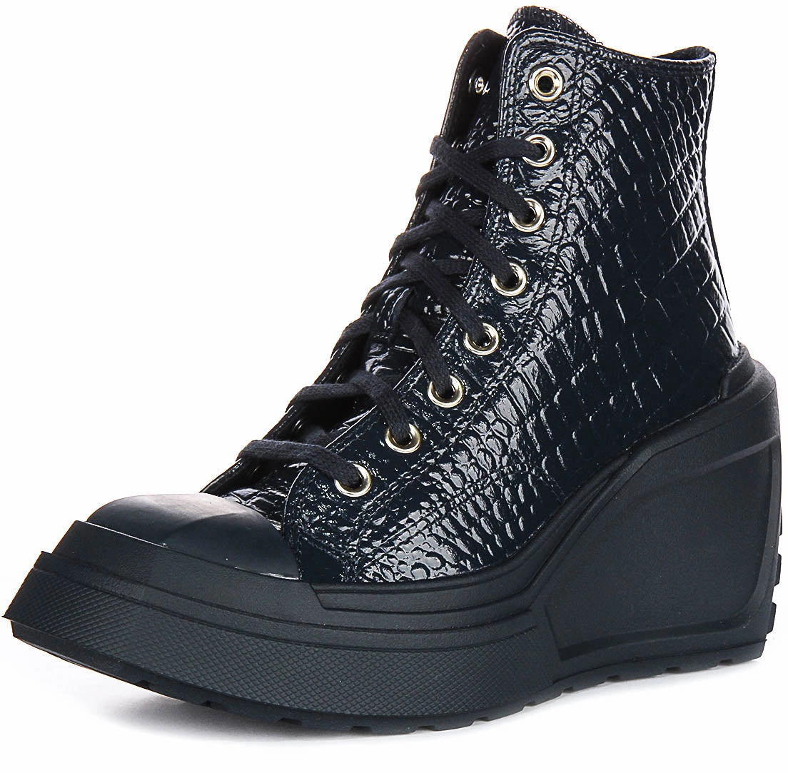 Converse Chuck 70 De Luxe Wedge A10037C In Navy Leather Shoes Converse