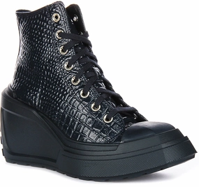 Converse Chuck 70 De Luxe Wedge A10037C In Navy Leather Shoes Converse