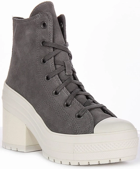 Converse Chuck 70s De Luxe Heel A12327C In Grey Suede Shoes Converse