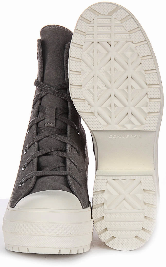 Converse Chuck 70s De Luxe Heel A12327C In Grey Suede Shoes Converse