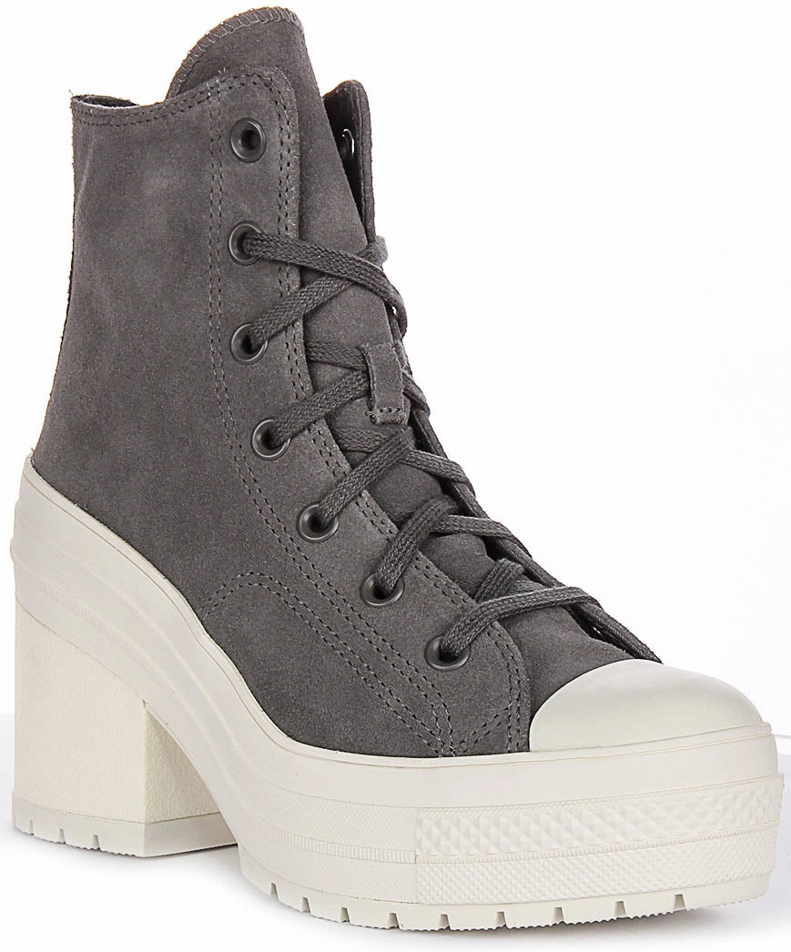 Converse Chuck 70s De Luxe Heel A12327C In Grey Suede Shoes Converse