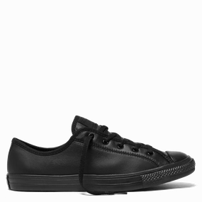 CONVERSE WOMEN'S CHUCK TAYLOR ALL STAR DAINTY LOW TOP TRIPLE BLACK LEATHER SHOE