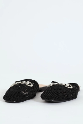 Crochet Push In With Trim - Black