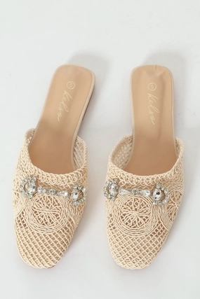 Crochet Push In With Trim - Natural