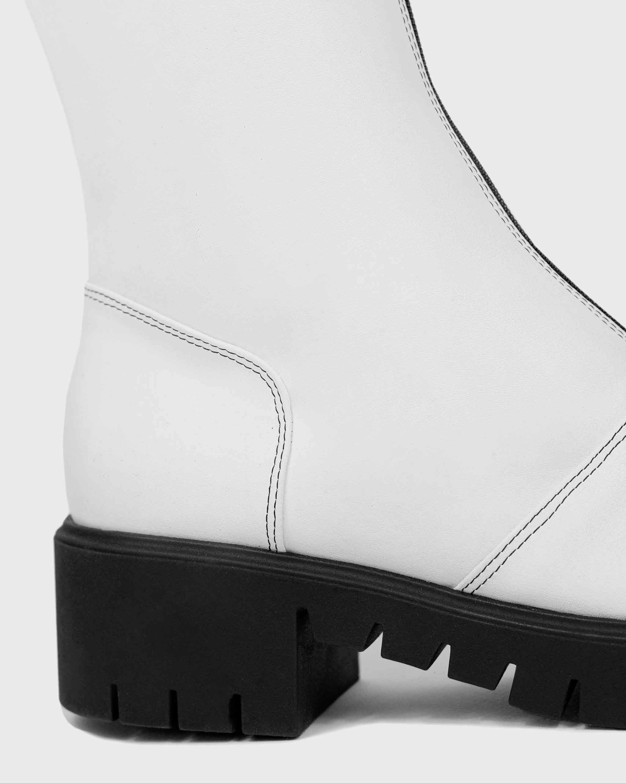 Cyber Desserto Cactus Leather Vegan Ankle Boots | White