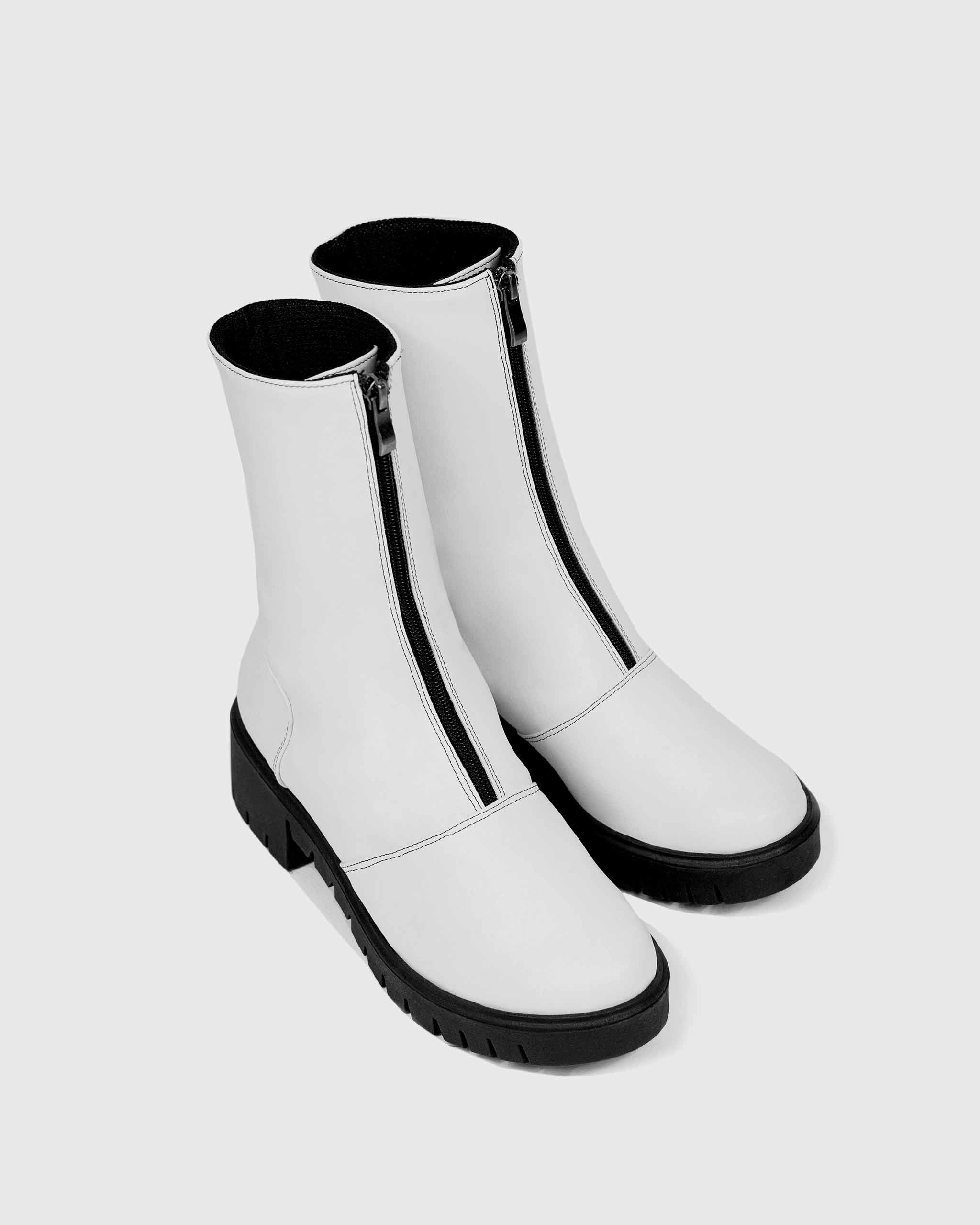 Cyber Desserto Cactus Leather Vegan Ankle Boots | White