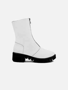 Cyber Desserto Cactus Leather Vegan Ankle Boots | White
