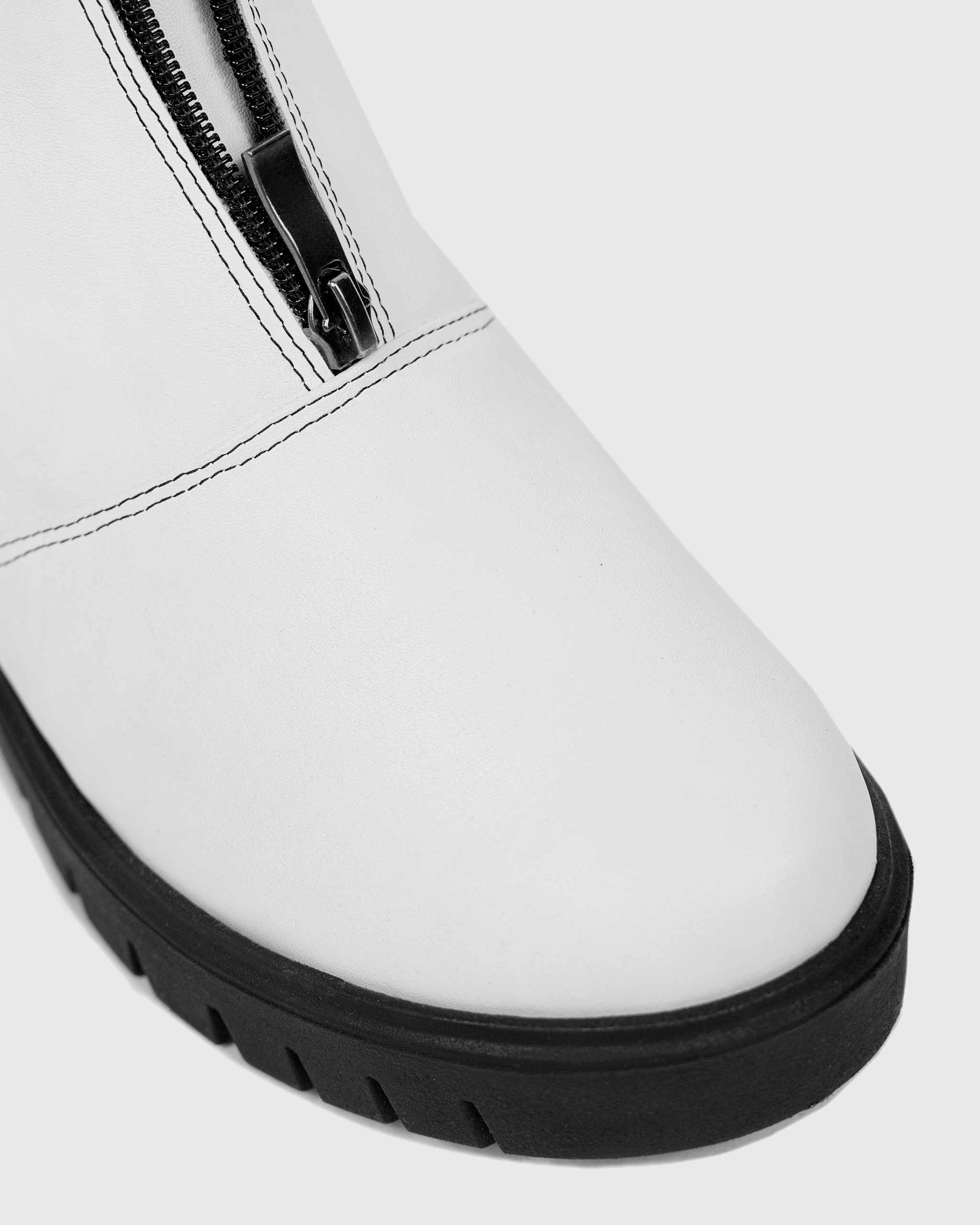 Cyber Desserto Cactus Leather Vegan Ankle Boots | White