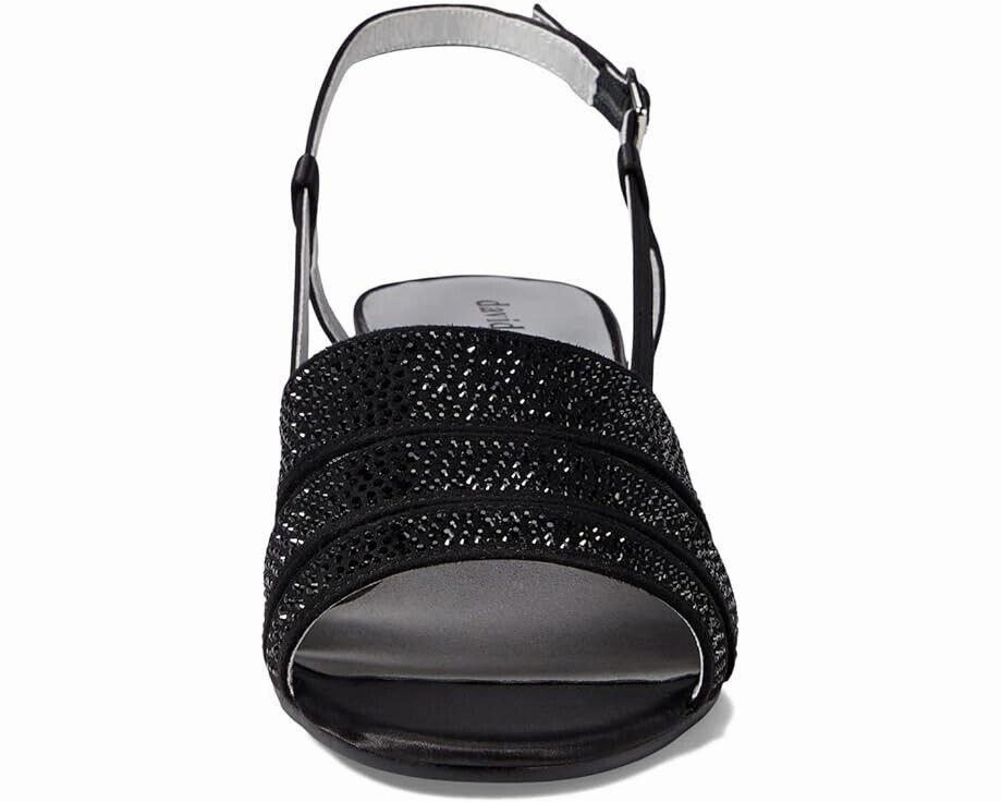 David Tate Sparkle Sandal Women's 10.5 Black Satin Block Heel Slingback ZPO855
