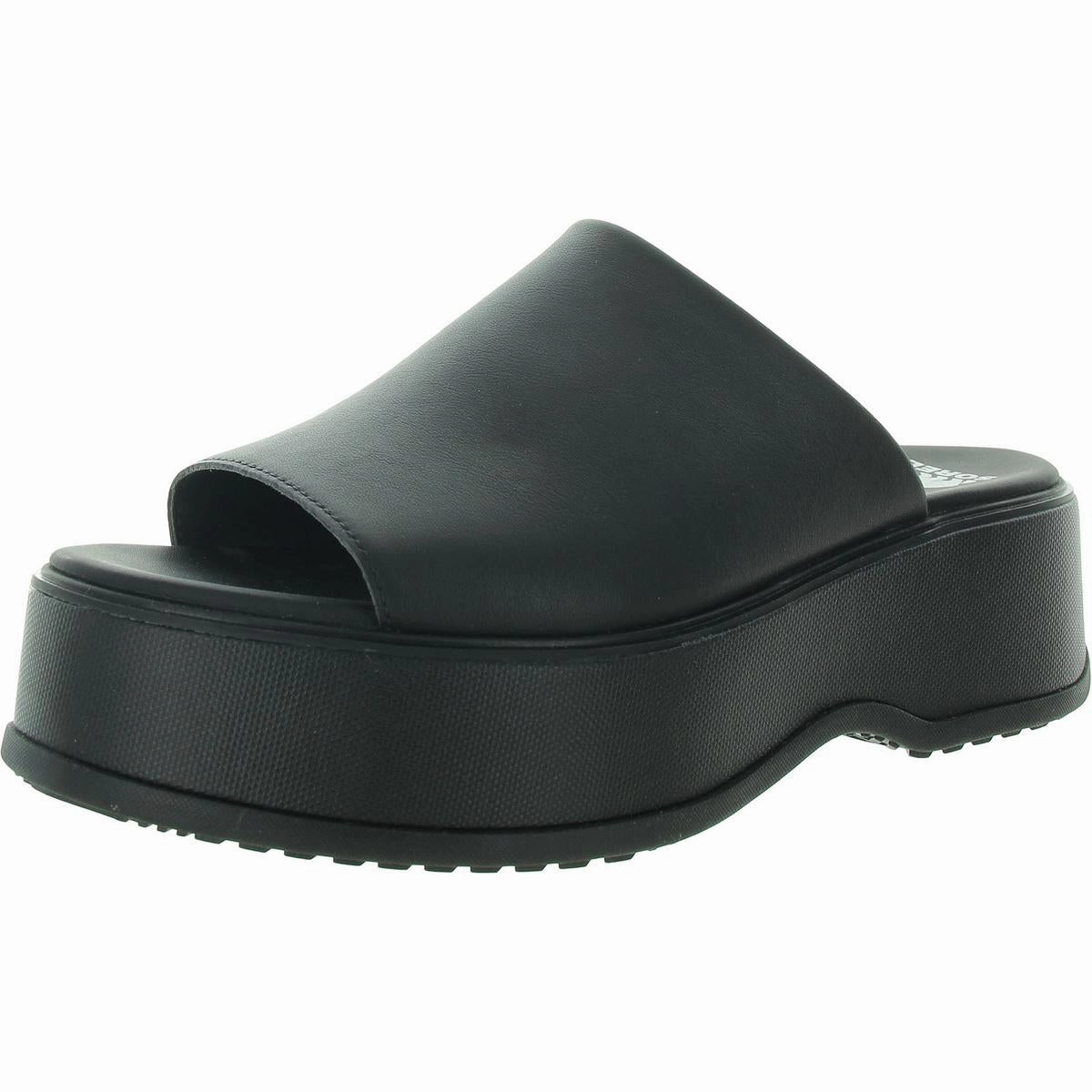 DAYSPRING Womens Ankle Strap Faux Leather Flatform Sandals