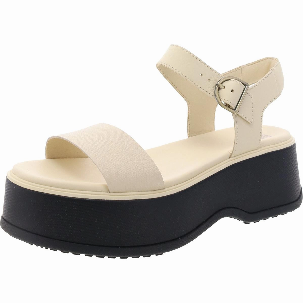 DAYSPRING Womens Ankle Strap Faux Leather Flatform Sandals