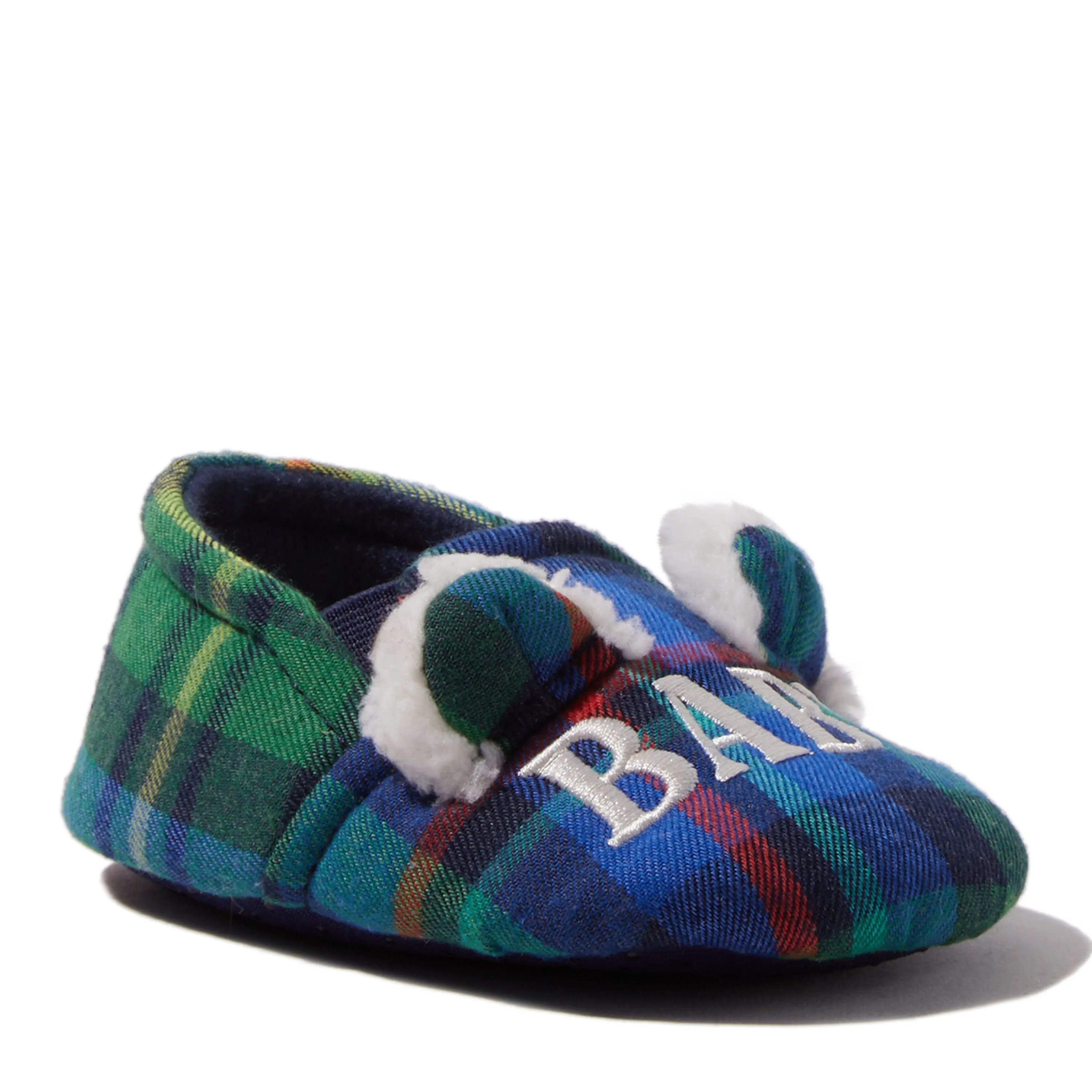 Dearfoams Kids Baby Bear Plaid Closed Back Slipper