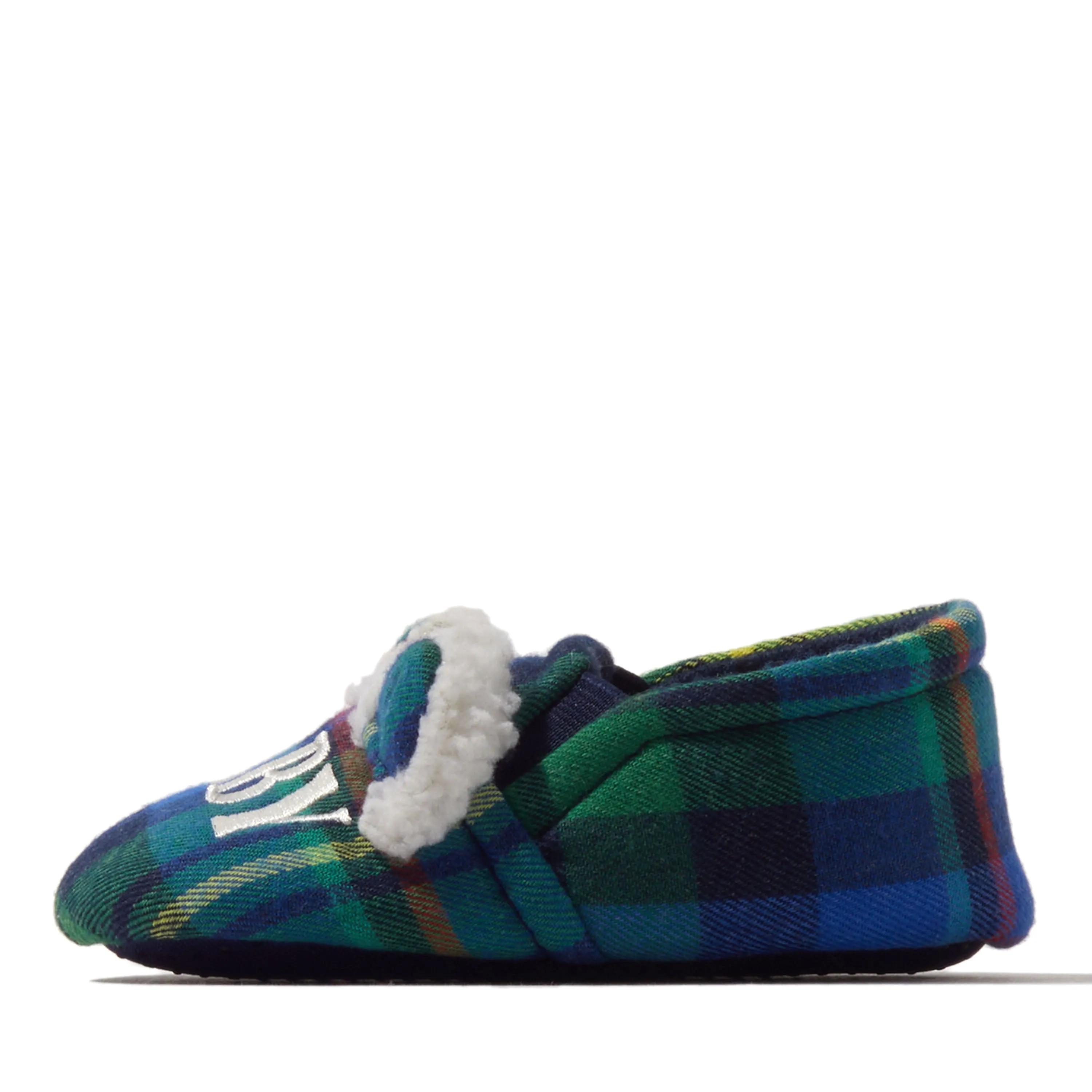 Dearfoams Kids Baby Bear Plaid Closed Back Slipper