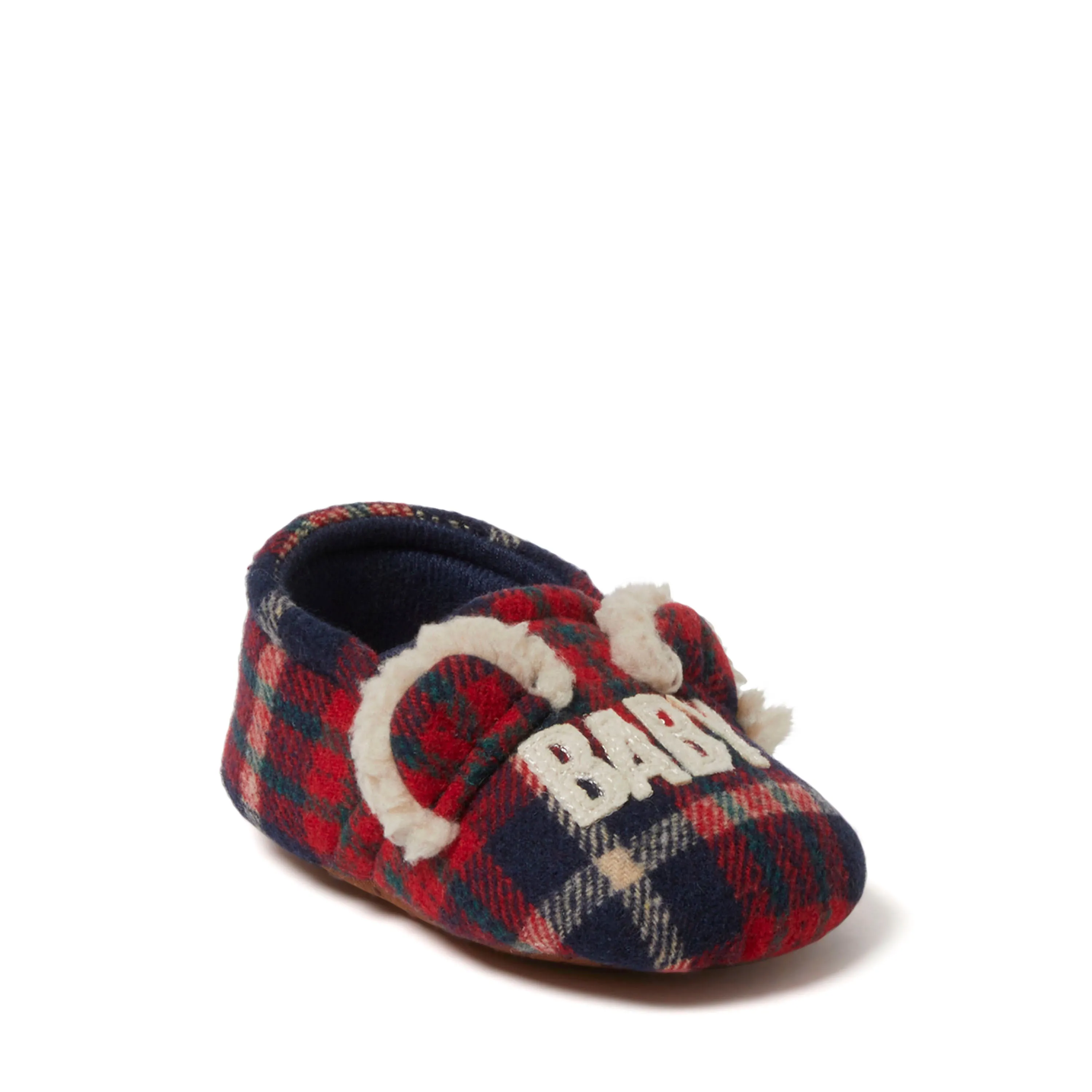 Dearfoams Kids Baby Bear Plaid Closed Back Slipper