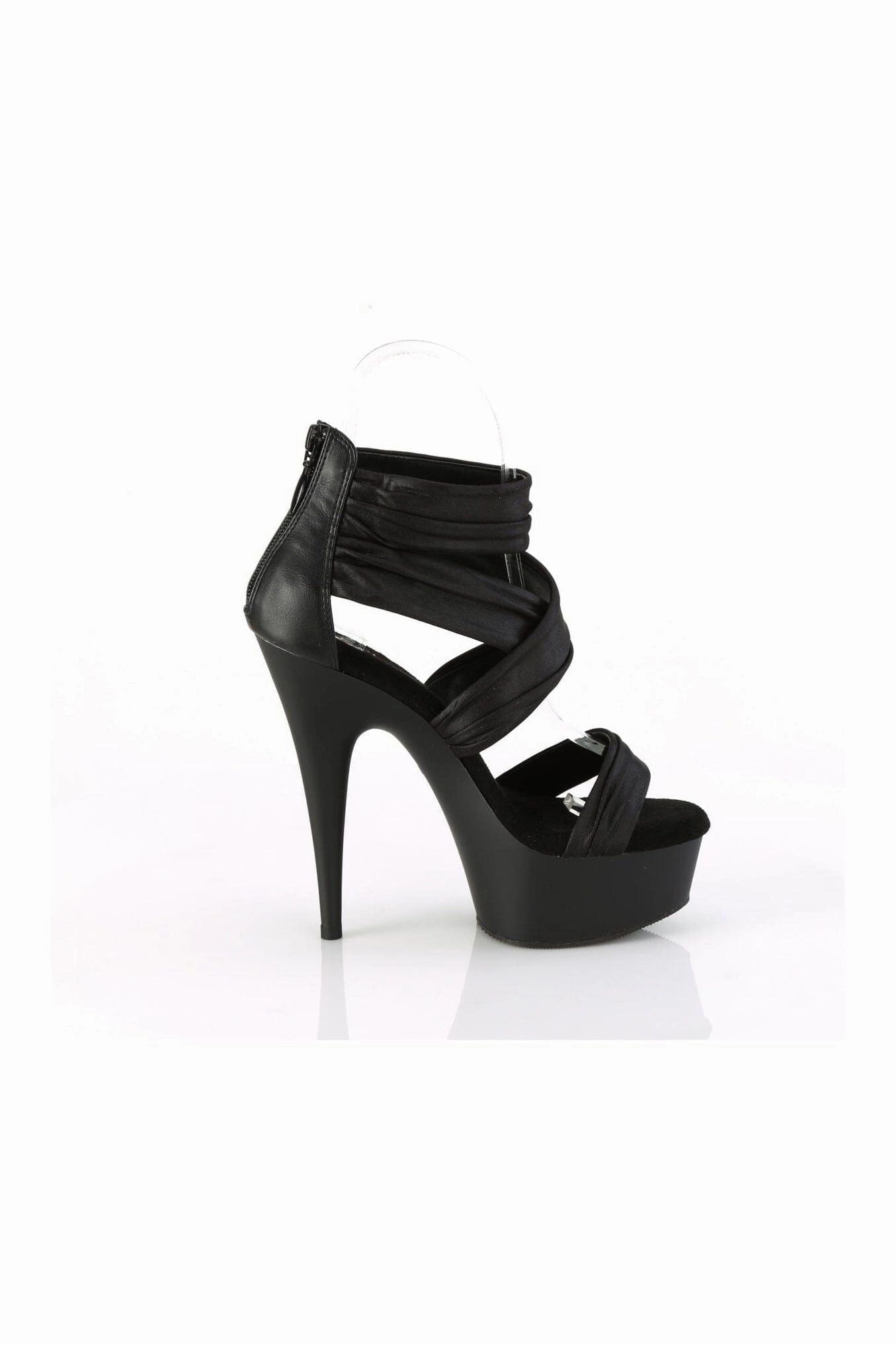 DELIGHT-620 Black Faux Leather Sandal