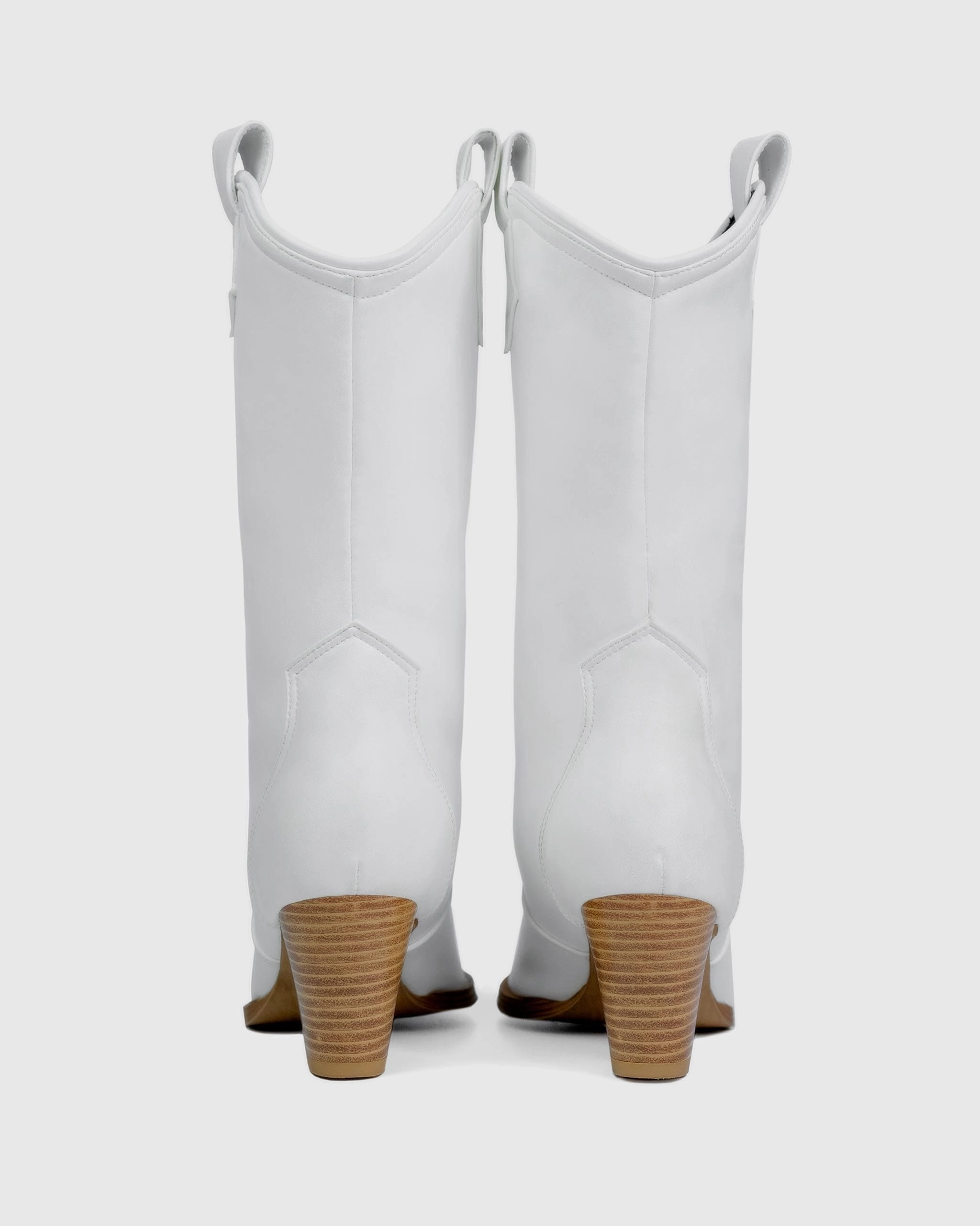 Desserto Cactus Leather Vegan Heeled Cowboy Boots | White Nopal
