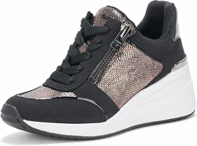 DKNY Women's Kalina Lace Up Wedge Sneaker with Side Zipper