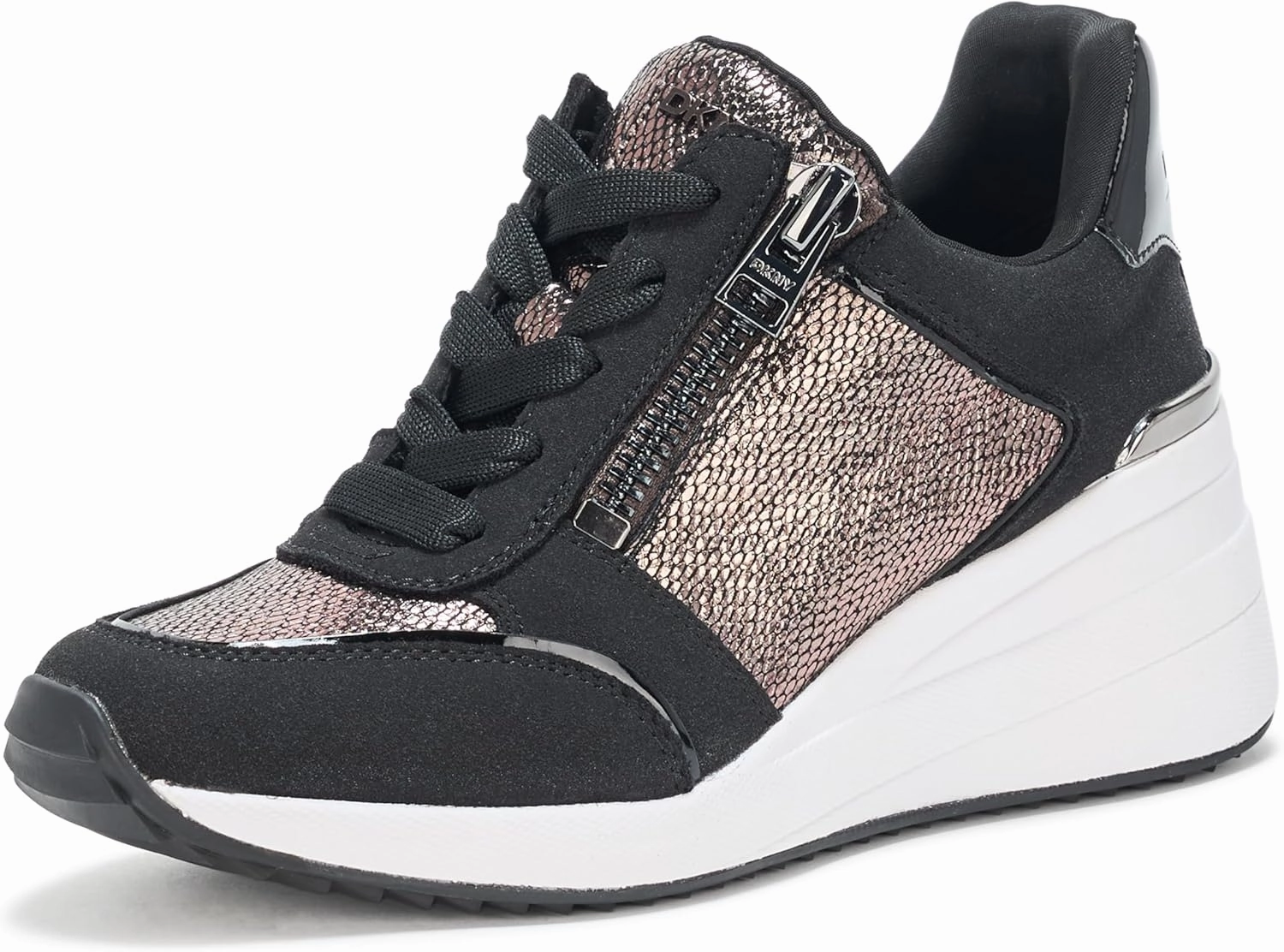 DKNY Women's Kalina Lace Up Wedge Sneaker with Side Zipper