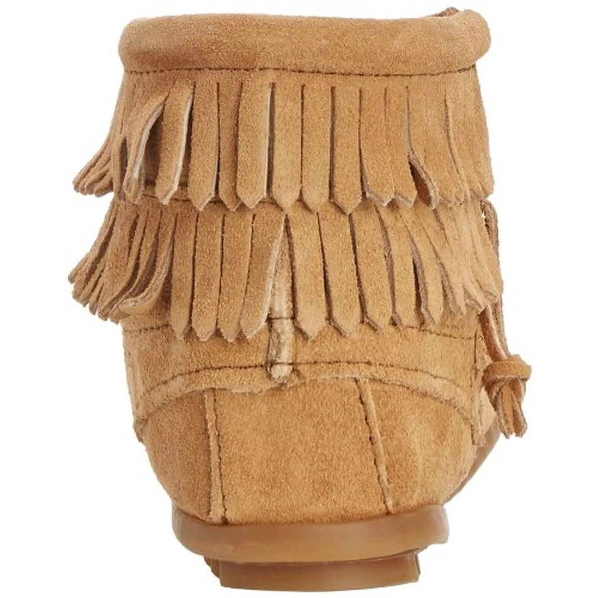 Double Fringe Girls Fringe Suede Moccasin Boots