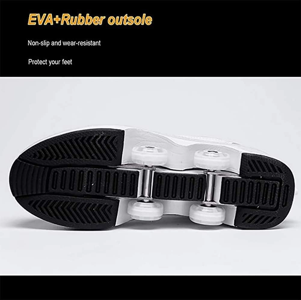 Double deform Wheel Automatic Walking Shoes Male and Female Skating Shoes Adult Children's Roller Shoes 2 in 1 Removable Pulley Skate Shoes