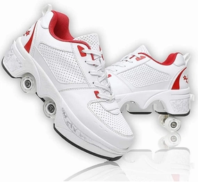 Double deform Wheel Automatic Walking Shoes Male and Female Skating Shoes Adult Children's Roller Shoes 2 in 1 Removable Pulley Skate Shoes