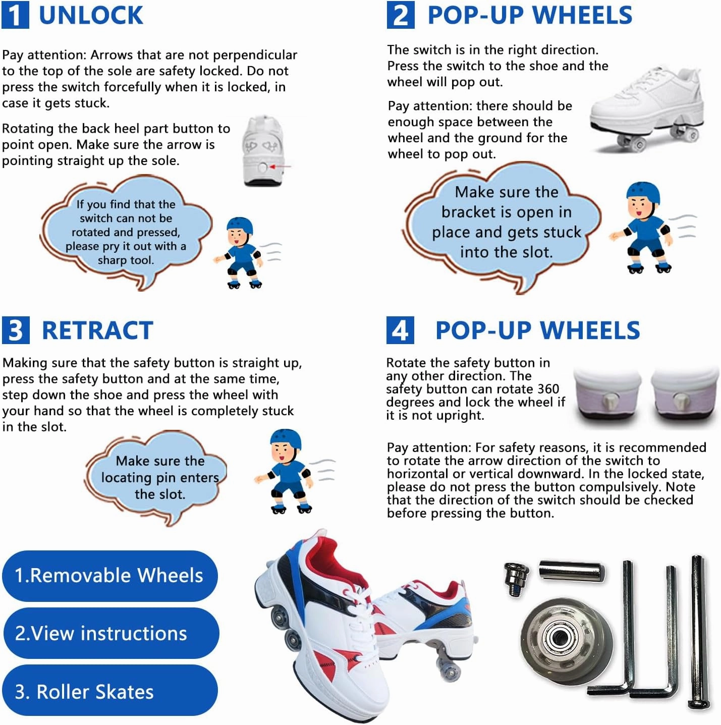 Double-Row Deform Wheel Automatic Walking Shoes Invisible Deformation Roller Skate Male and Female Skating Shoes 2 in 1 Removable Pulley Skate Shoes Recreation Sneakers