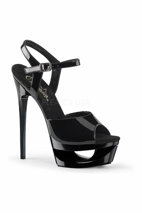 ECLIPSE-609 Platform Sandal  | Black Patent