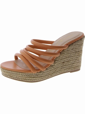 Eleana Womens Faux Leather Slides Espadrilles