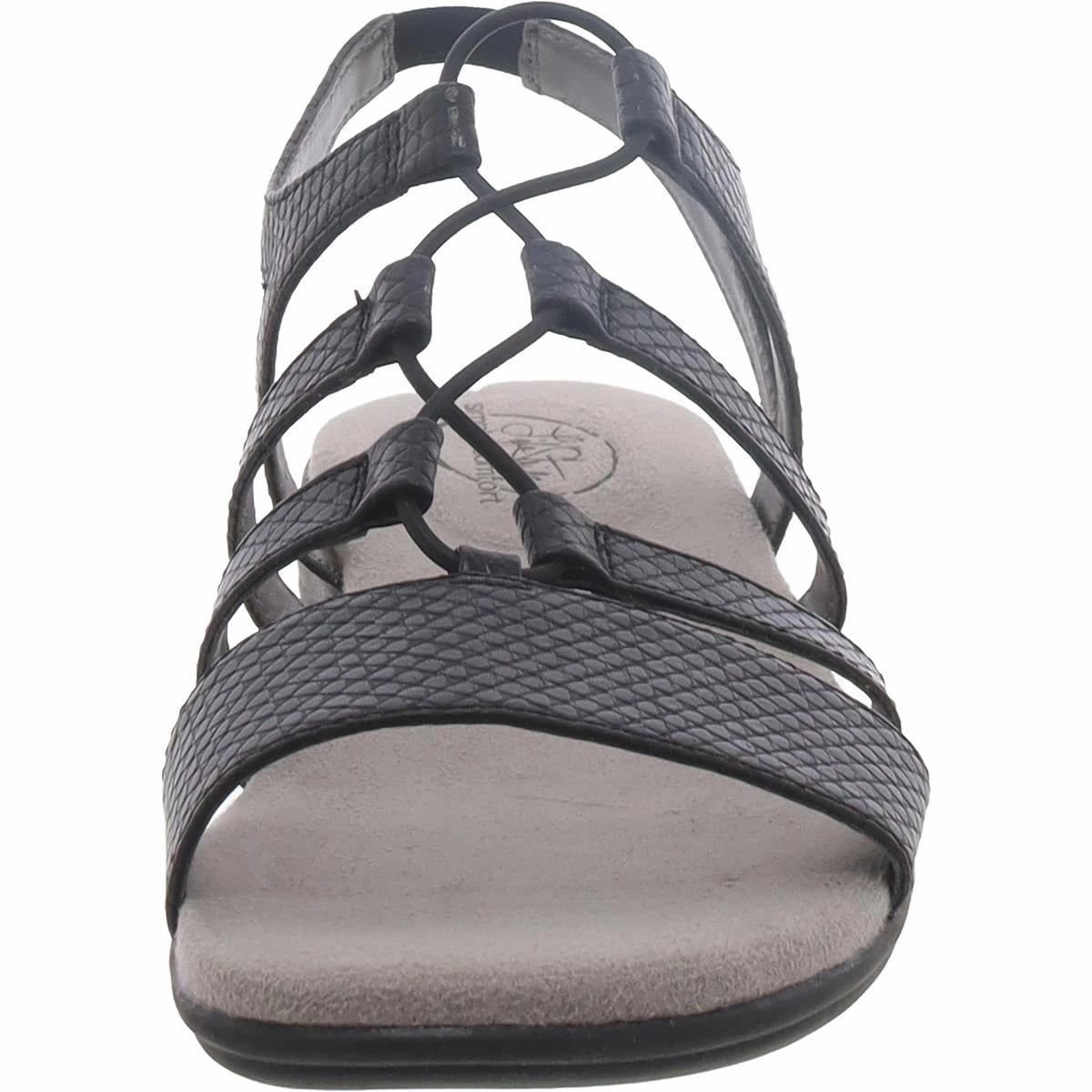 Eleanora Womens Faux Leather Snake Print Wedge Sandals