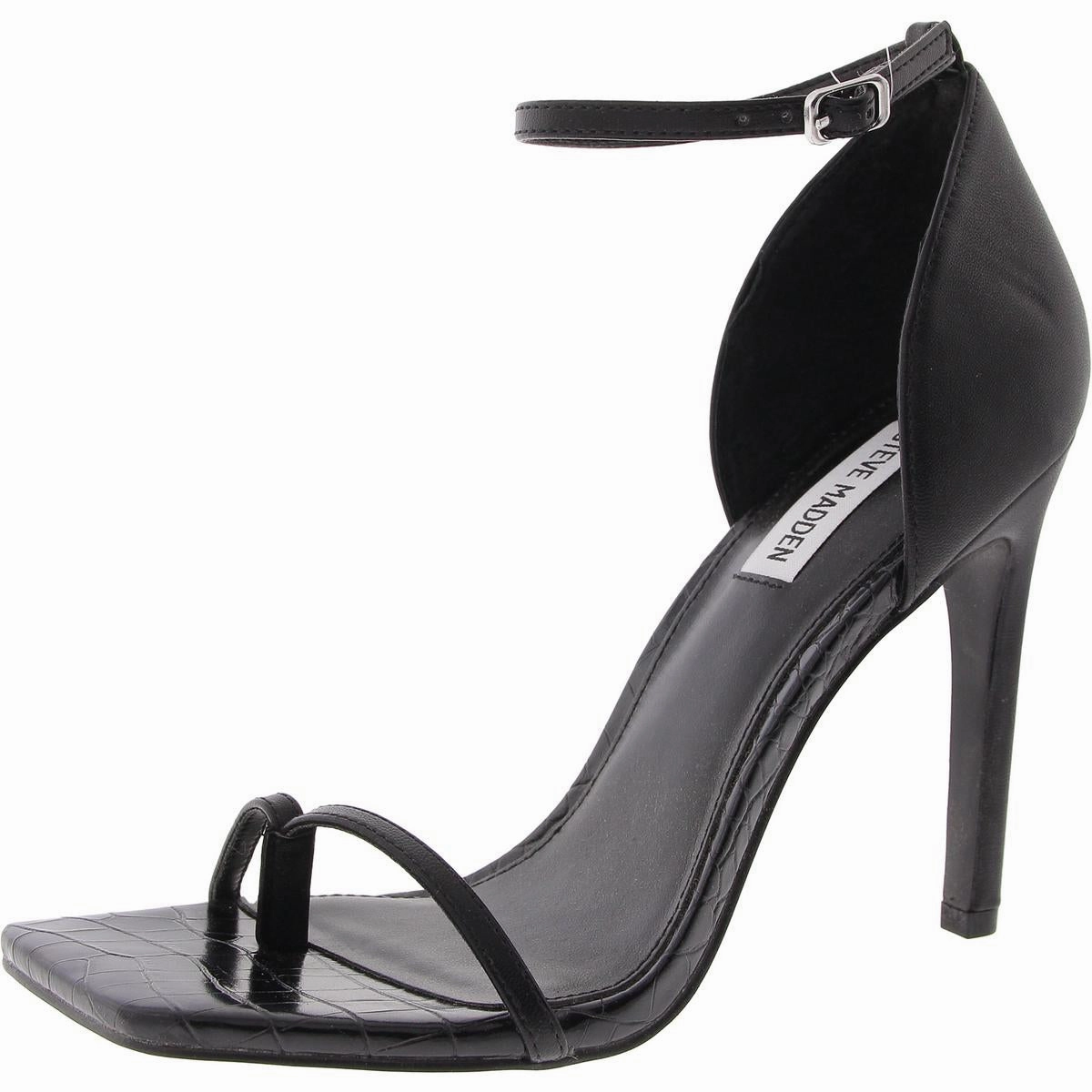 Electra Womens Embossed Faux Leather Ankle Strap