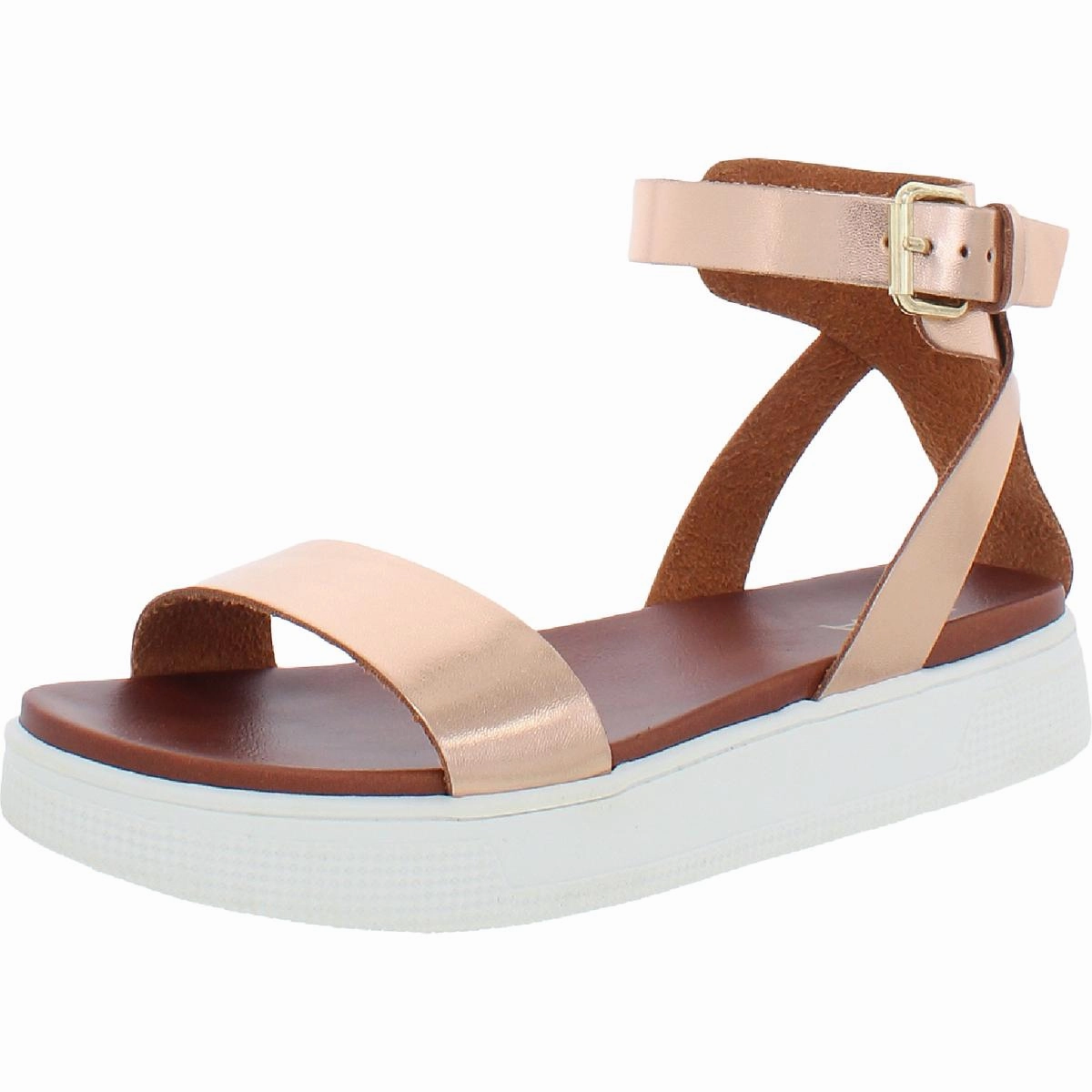 Ellen Womens Faux Leather Open Toe Platform Sandals