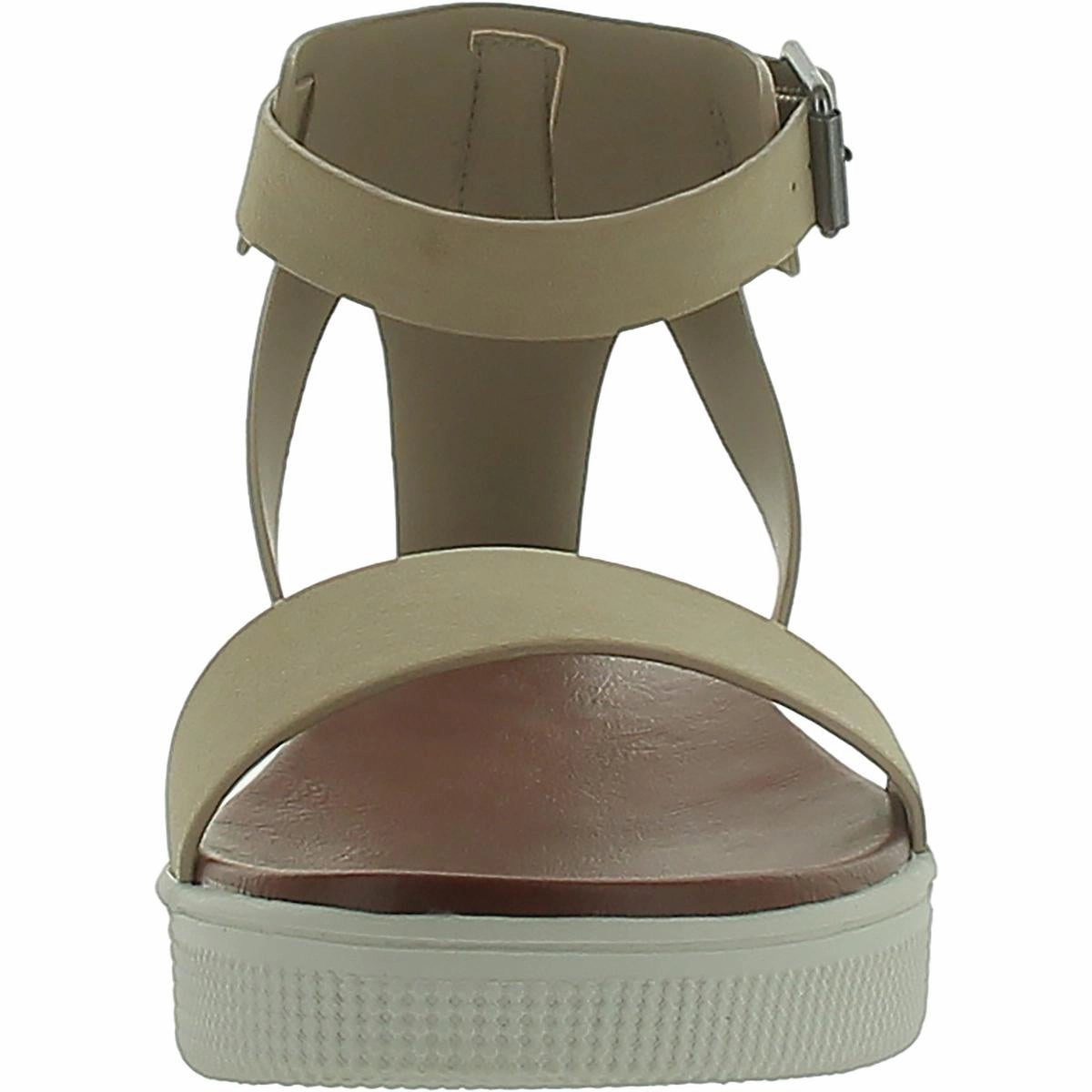 Ellen Womens Faux Leather Open Toe Platform Sandals