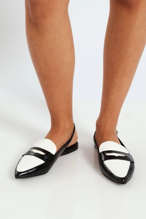 Elodiee Slingback Push In Mule-Black/White