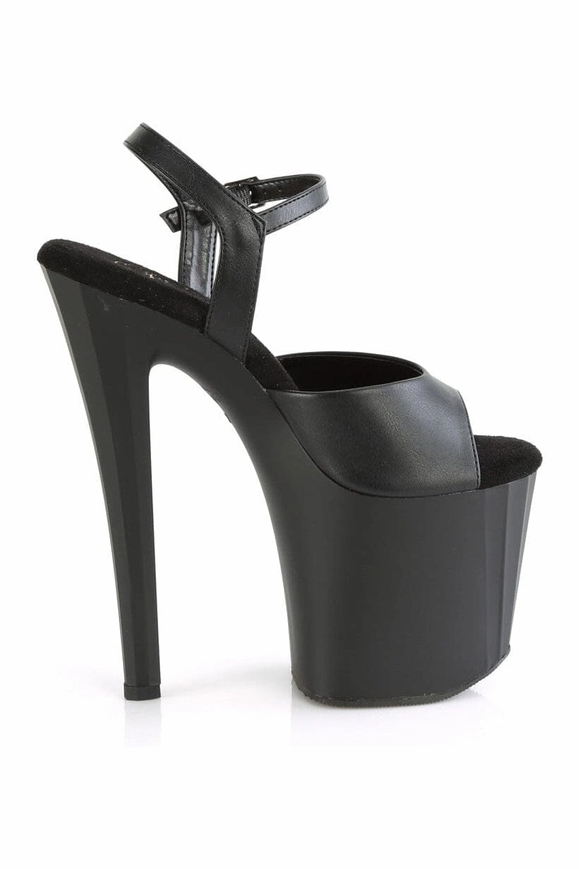 ENCHANT-709 Black Faux Leather Sandal