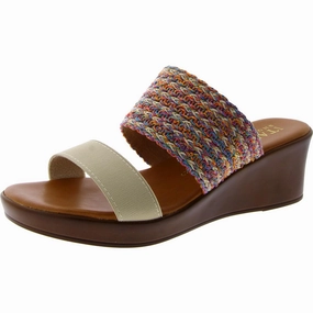 Erase Womens Faux Leather Metallic Wedge Sandals