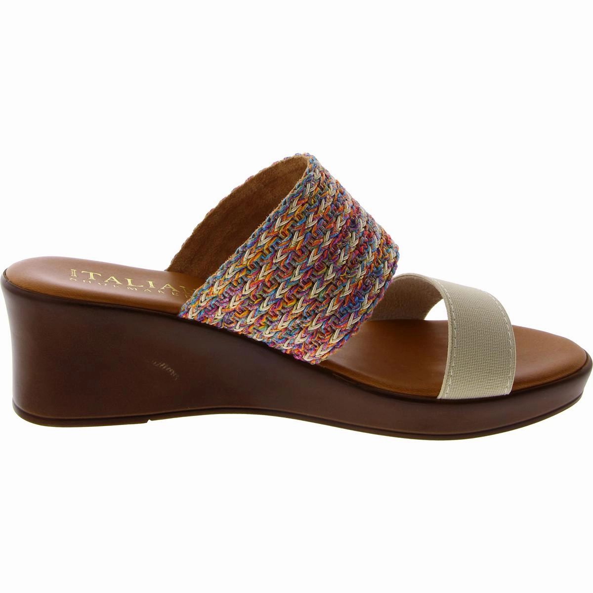 Erase Womens Faux Leather Metallic Wedge Sandals