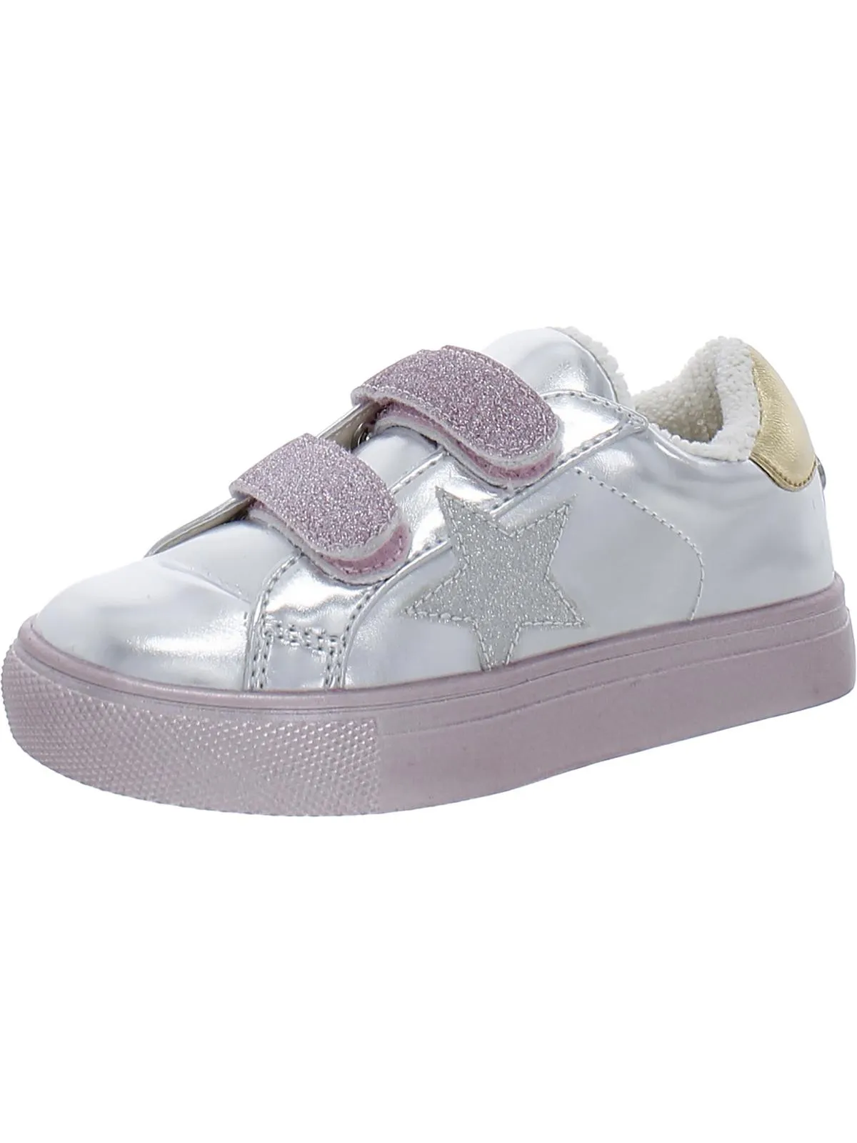 Ezume Girls Faux Leather Metallic Casual and Fashion Sneakers