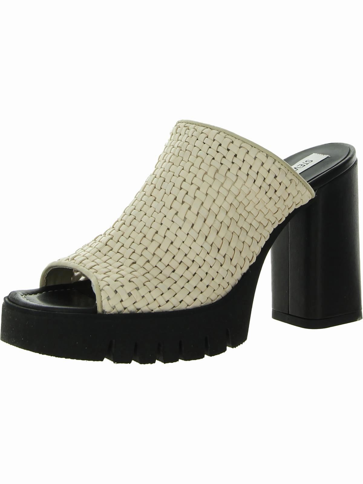 Fayth Womens Leather Slip-On Mule Sandals