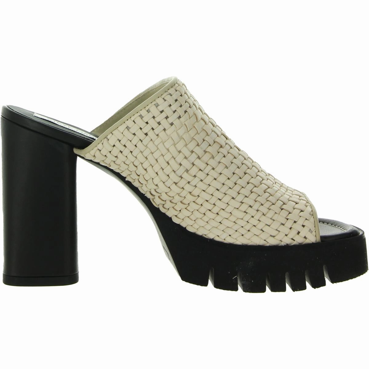 Fayth Womens Leather Slip-On Mule Sandals