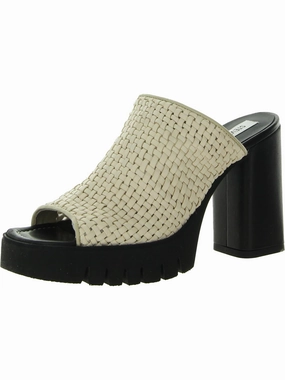 Fayth Womens Leather Slip-On Mule Sandals