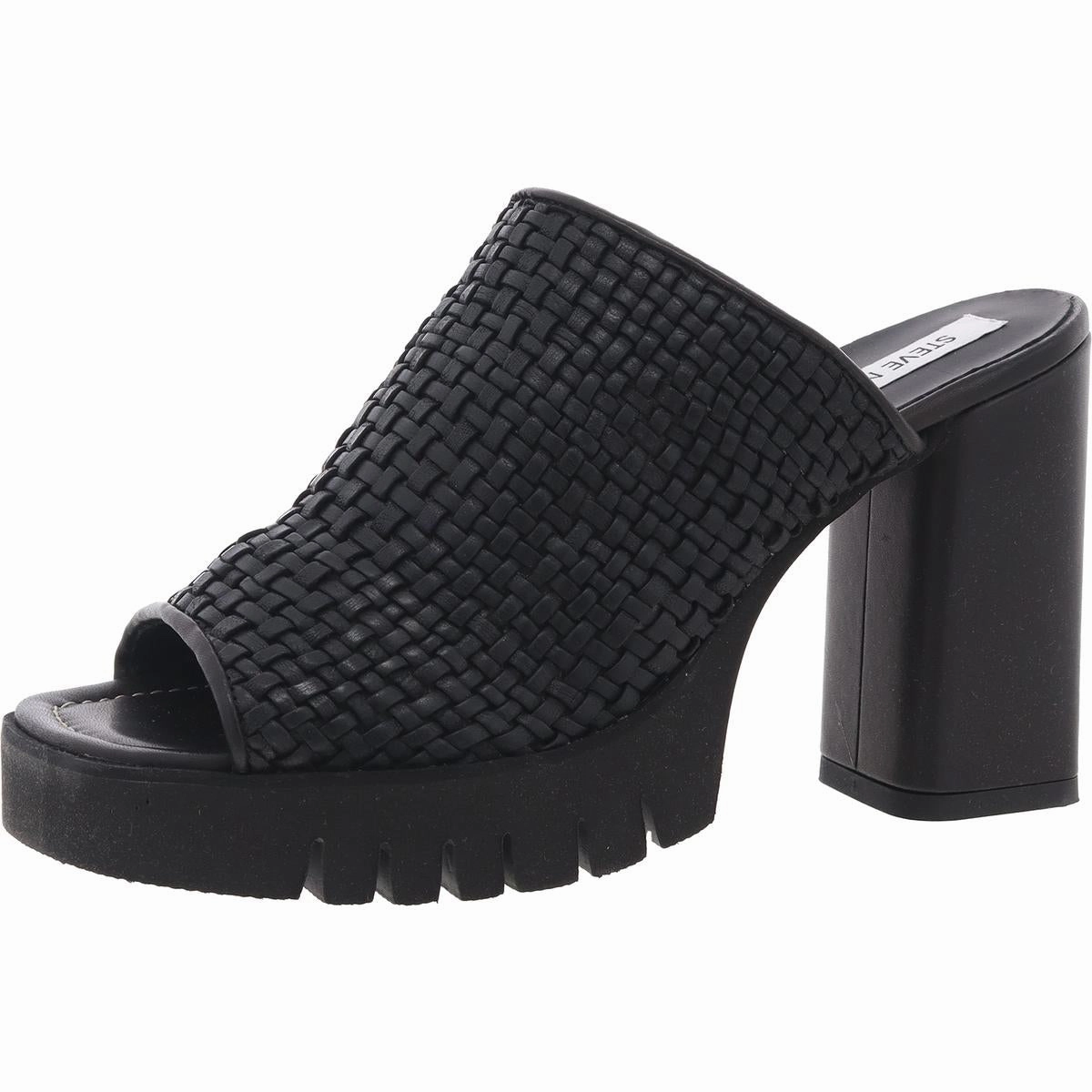 Fayth Womens Leather Slip-On Mule Sandals