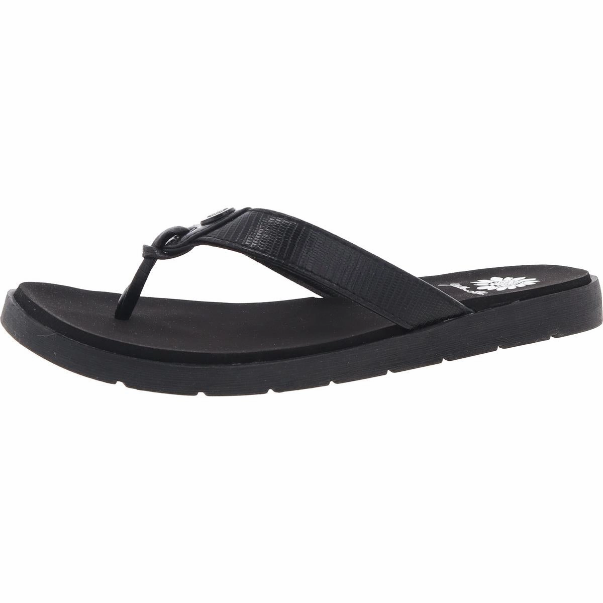 Felena Womens Embossed Faux Leather Flip-Flops