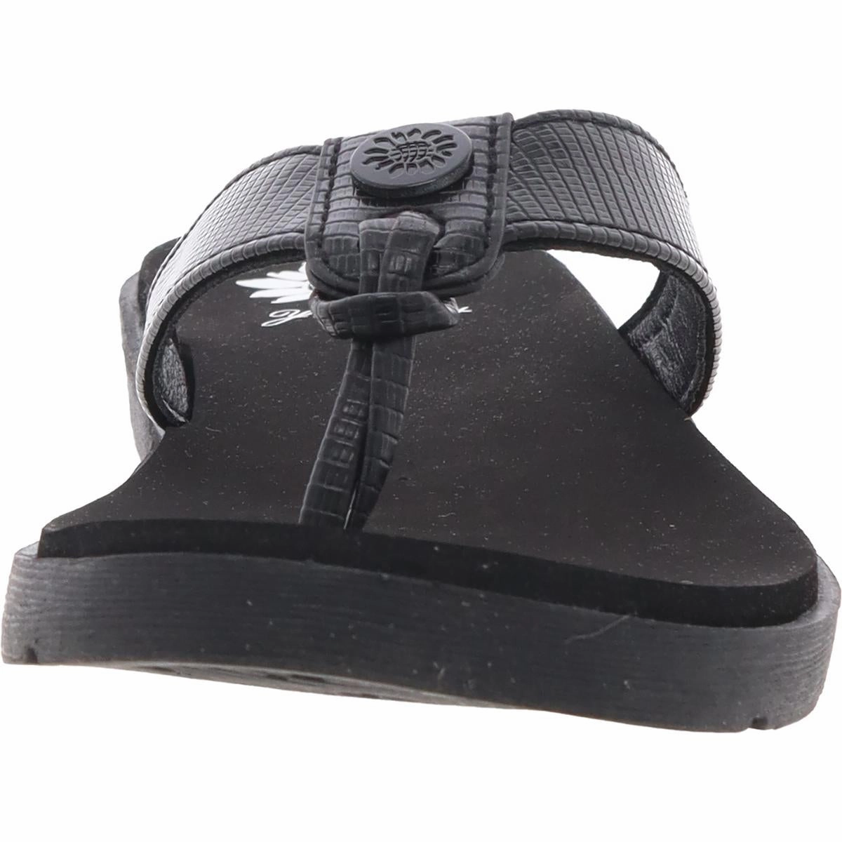 Felena Womens Embossed Faux Leather Flip-Flops