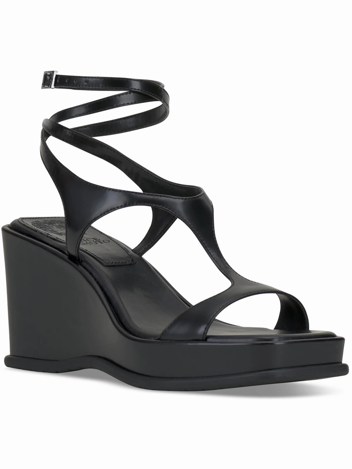 Fetemee Womens Leather Slip On Wedge Sandals