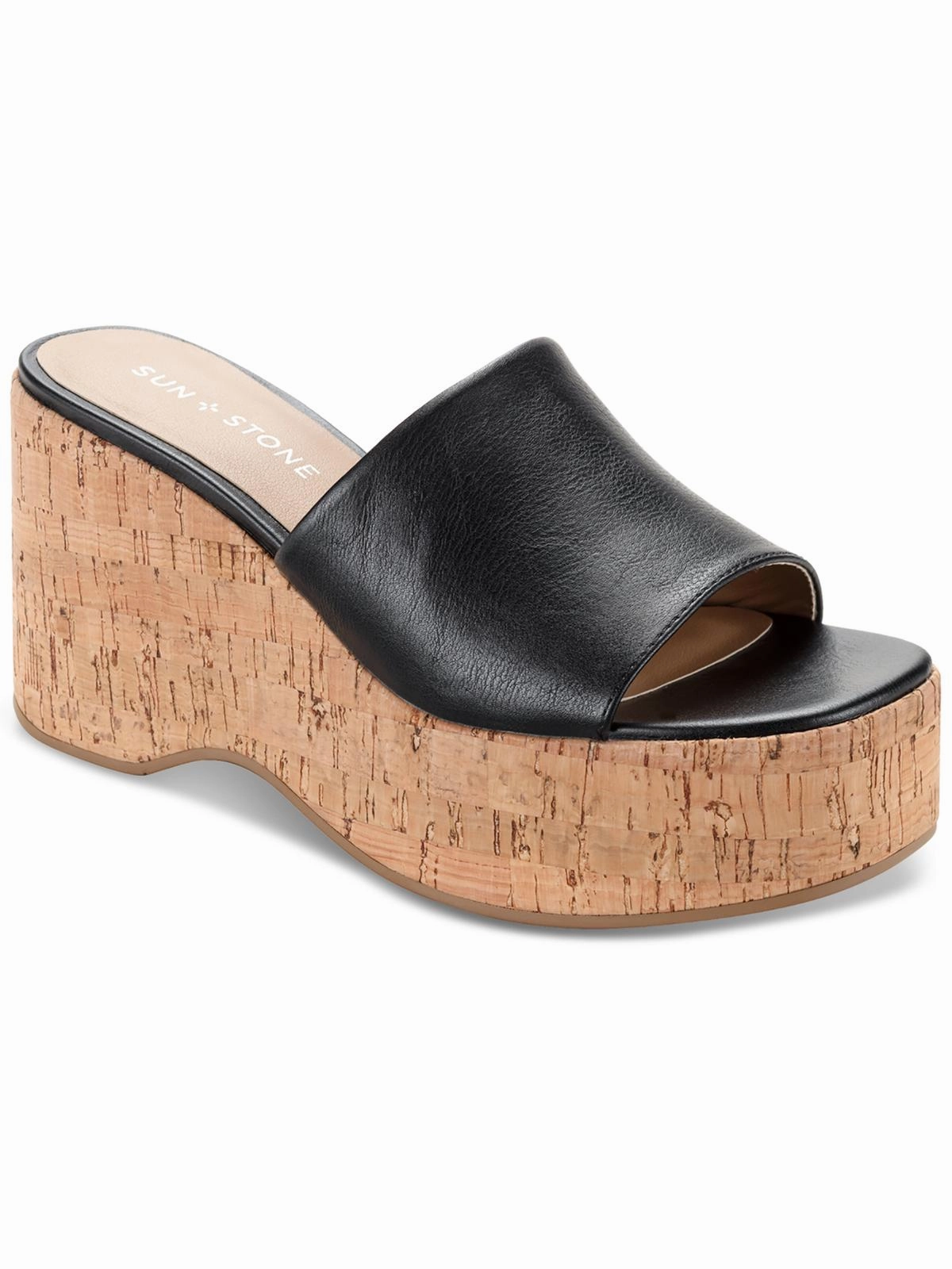 Finleighh Womens Faux Leather Slip On Wedge Sandals