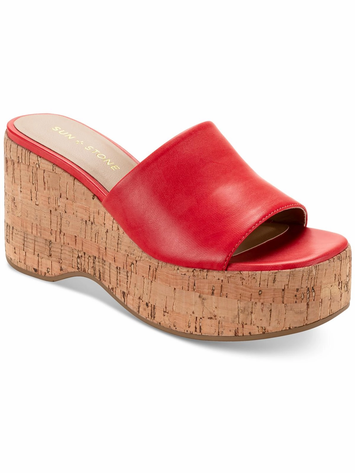 Finleighh Womens Faux Leather Slip On Wedge Sandals