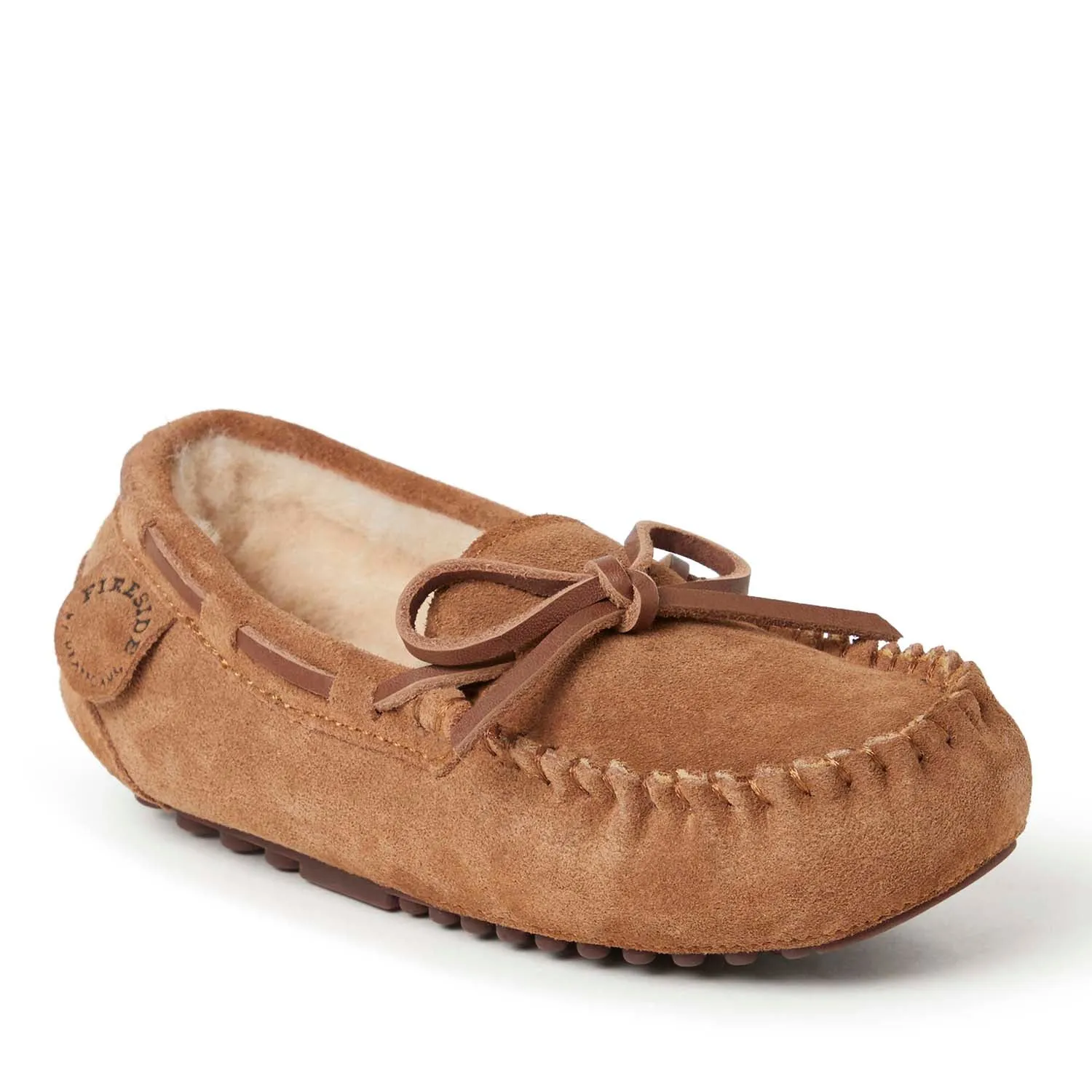 Fireside By Dearfoams Kid's Parke Genuine Shearling Moccasin