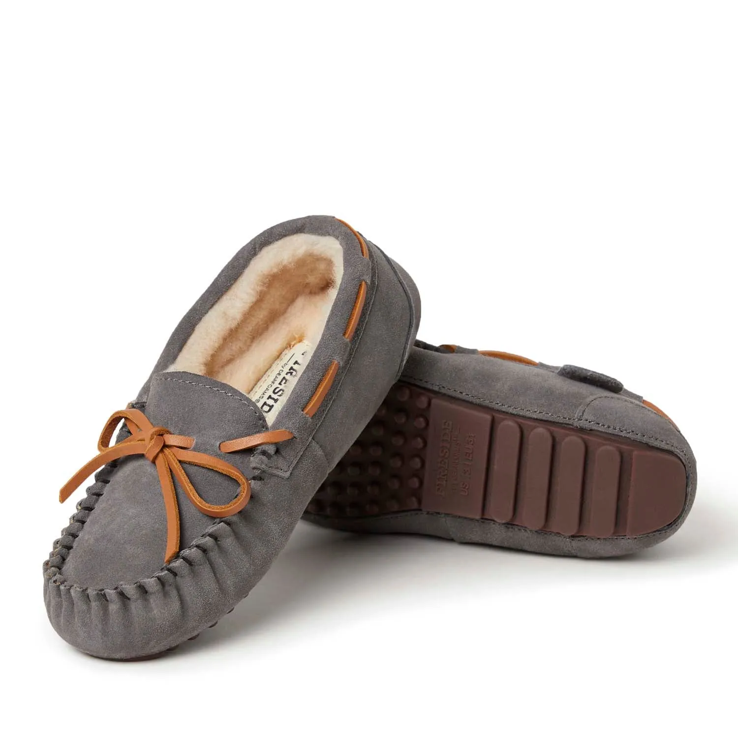 Fireside By Dearfoams Kid's Parke Genuine Shearling Moccasin