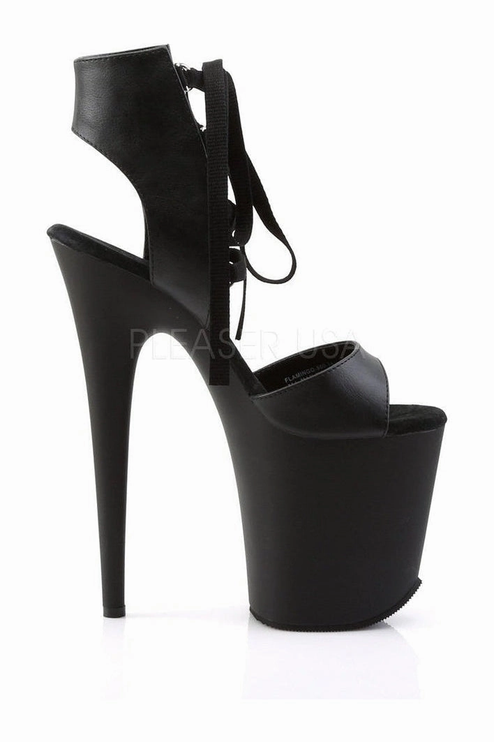 FLAMINGO-800-14 Platform Sandal  | Black Faux Leather