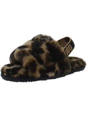 Fluff Yeah Girls Leather Toddler Slide Slippers